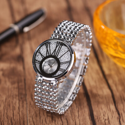 

Korean version of the starry delicate ladies small dial sanding ball rhinestone fashion bracelet watch steel belt quartz watc