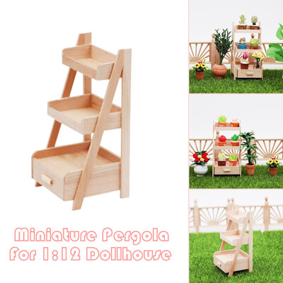 

YIWULAMini Dollhouse Miniature Wooden Pergola Jardiniere In Fairy Garden Accessory