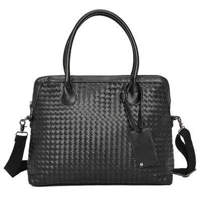 

Weaving business mens horizontal handbags briefcases fashion hand-woven leather business bags single-shoulder computer bags