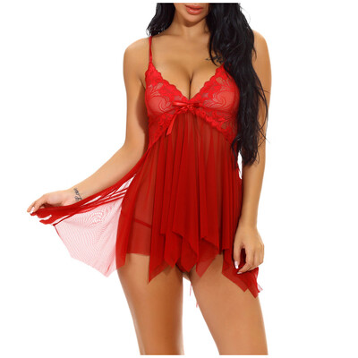 

Toponeto Women Lingerie Flower Lace Lingerie Underwear V Neck Sleepwear Strap Chemise