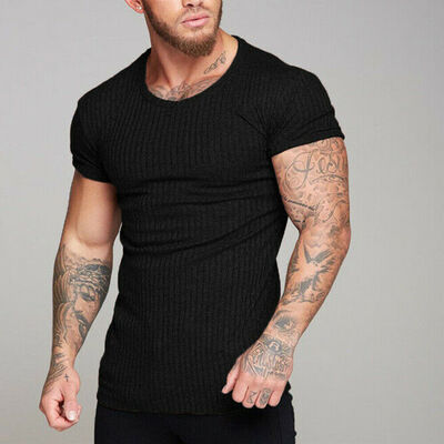 

Mens Slim Fit O Neck Short Sleeve Muscle Tee Shirts Casual T-shirt Tops Blouse