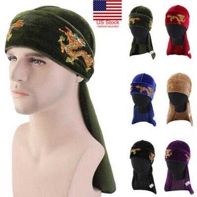 

New Men Lady Velvet Silk Breathable Bandana Hat Turban Cap Durag Headwear USA