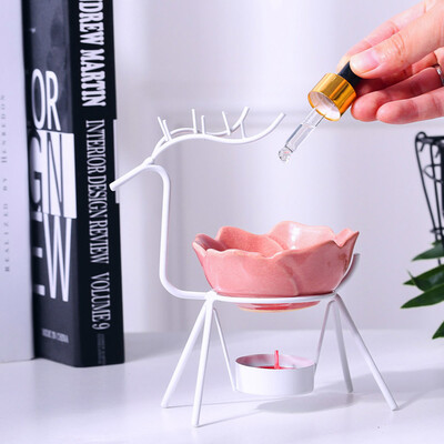

Gobestart Stainless Steel Deer Burner Candle Aromatherapy Oil Lamp Decorations Aroma Furna