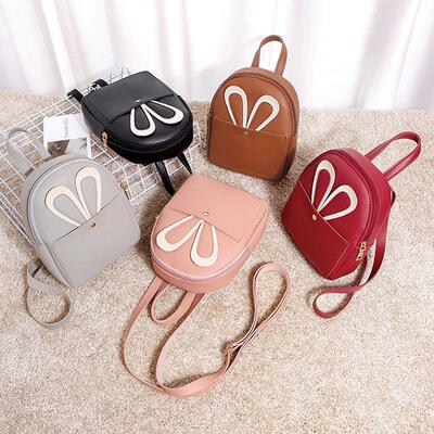 

Mini Rabbit PU Leather Backpack for Girls Women Small Back Bag Rucksack Purse
