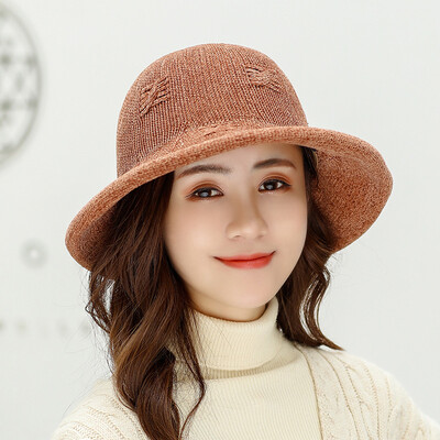 

Winter&winter womens Korea Korean knit corduroy cap edge fish cap casual pure pure color hat