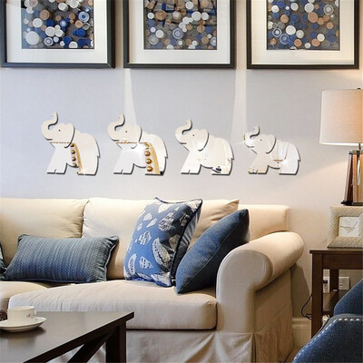

〖Follure〗4pcs Elephant Mirror Wall Sticker Decor Art DIY Home Decal Mural New
