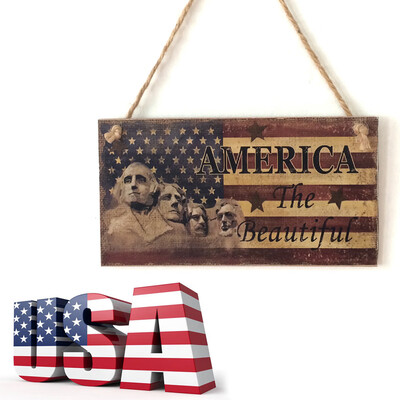 

Toponeto American 4th of July Independence Day Wooden Plaque Sign God Bless America