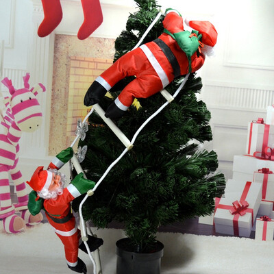 

FUNNYBUNNY Christmas Santa Claus Climbing On Rope Ladder Xmas Trees Hanging Home Decor