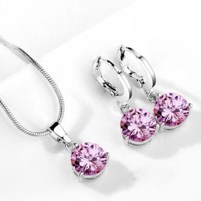 

Micro-inlaid crystal zircon necklace1Pair earrings jewelry set