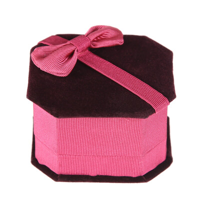 

Flocking Octagonal Bow Velvet Ring Box Jewelry Box Gift Box