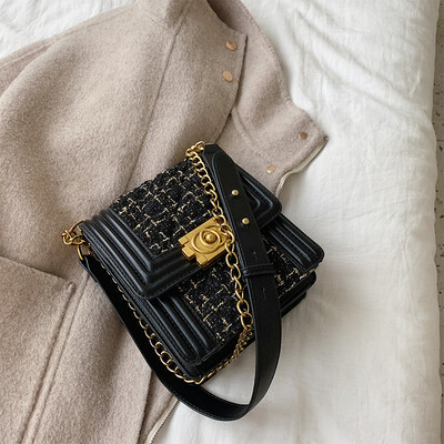 

Net red ins leisure chain bag simple lock wool mobile phone bag new 2019 slung womens small square bag