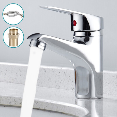 

Modern Brass Bathroom Basin Hot Cold Water Mixer Sink Taps Faucet Single Handle