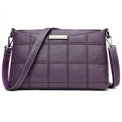 

Retro Women Soft Grid Texture Solid Color Square Shoulder Bag Crossbody Pouch