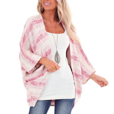 

Tailored Womens Fashion Striped Print Long Sleeve Loose Tops Loose Cover Ups Cardigan