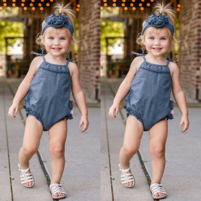 

Newborn Baby Girls Sunsuit Summer Romper Bodysuit Jumpsuit Headband Outfits Set