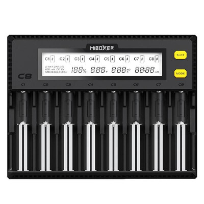 

MiBOXER C8 Intelligent Universal 15A 8 Bay LCD Display Battery Charger for 18650 Li-ion LiFePO4 Ni-MH Ni-Cd AA 21700 20700 26650