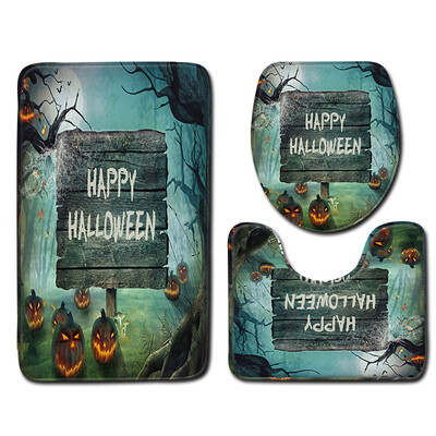

〖Follure〗Halloween Happy Toilet Seat Cover&Rug Bathroom Set Halloween Decor