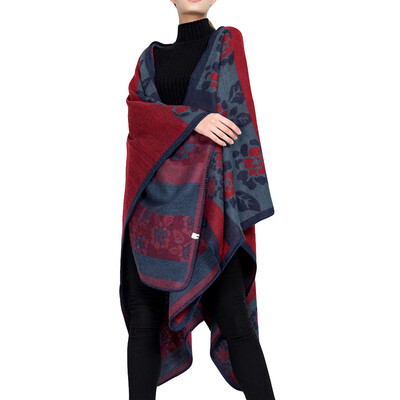 

Roseonmyhand Fashion Women Blanket Flower Design Coat Wrap Cozy Shawl