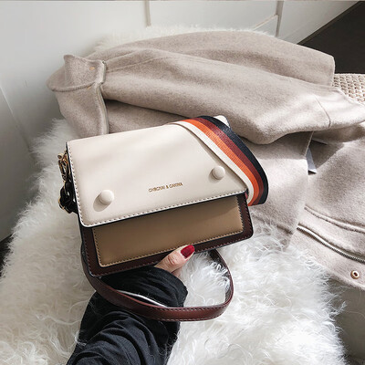 

Broadband collision color small bag female 2019 new wave Korean version of the wild single shoulder slung fashion texture simple small square bag