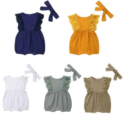 

US Newborn Kid Baby Girl Clothes Set Ruffle Lace Sleeveless Romper 2PCS Outfits