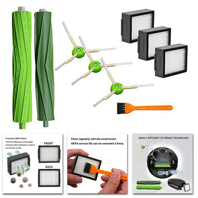 

RollSide Cleaning Brushes & Filters Set Replacement For IRobot Roomba I7 E5 E6