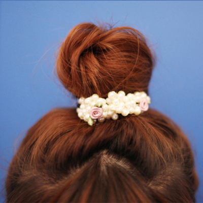 

〖Follure〗Women Fashion Rhinestone Crystal Pearl Hair Band Rope Elastic Ponytail Holder