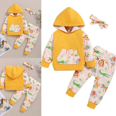 

US Newborn Baby Boys Girls Hoodie T-shirt TopsPants Outfits Toddler Clothes Set