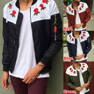 

Mens Coat Jacket Casual Slim Long Sleeve Zipper Outwear Baseball Fashion Hot