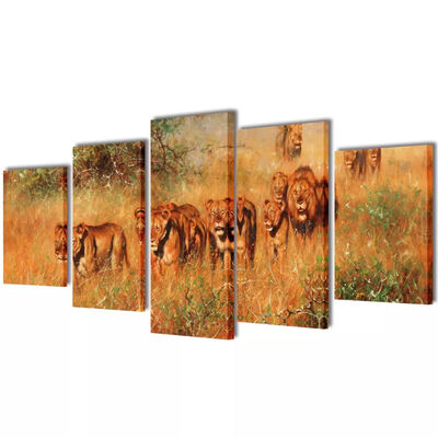 

Canvas Wall Print Set Lions 39" x 20