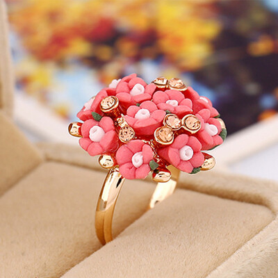 

Fashion Beautiful Ceramic Flower Ring For Women Adjustable Wedding Rings Jewelry 8 Colors Summer Style Rings