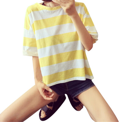 

Nomeni Fashion Womens Short Sleeve Vest Stripes Print Tank Top Blouse