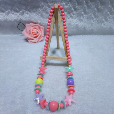 

1 Pcs Korean Style Children Wood Acrylic Necklace Kids Girls Gift Favor Wholesale Lovely Girl Bead Necklace Fashion Jewelry