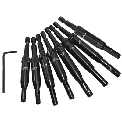 

〖Follure〗8Pcs Center Drill Bit Doors Self Centering Hinge Tapper Hole Puncher Wood Tools