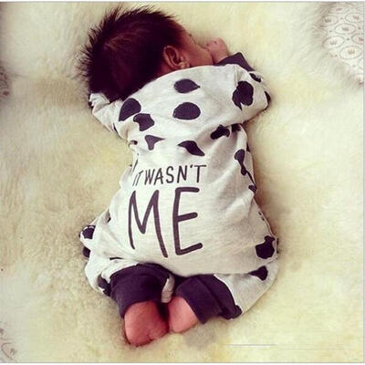 

Newborn Baby Boy Girl Infant Warm Cotton Outfit Jumpsuit Romper Bodysuit round dot Clothes