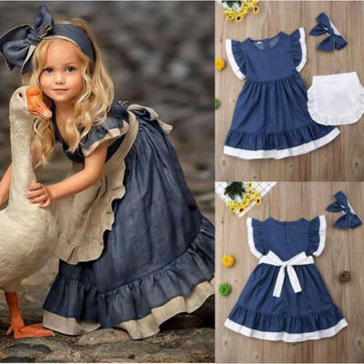

Retro Girl Kid Toddler Baby Princess Party Pageant Denim Tutu Dresses Photograph