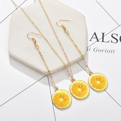 

Cute Bright Earrings Necklace Set Fruit Sexy Lips Cherry Bow Pendant Charm Sweet Girl Fashion Jewelry Earrings Necklace Set