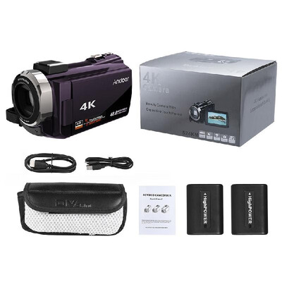 

Andoer 4K 1080P 48MP WiFi Digital Video Camera Camcorder Recorder with 2pcs Rechargeable Batteries Novatek 96660 Chip 3inch Touchs