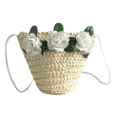 

Flower Straw Rattan Braided Woven Bag Handbag Fashion Beach Travel Shoulder Bag Women Crossbody Bags RN