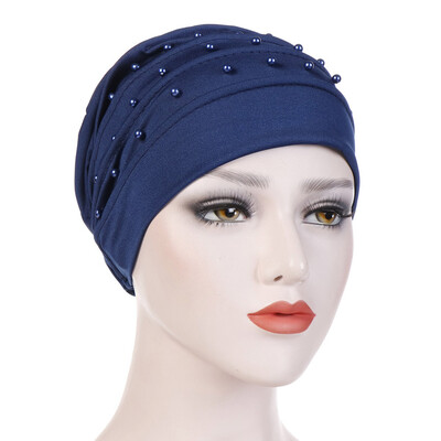 

Muslim Women Beads Elastic Turban Beanie Hat Cancer Chemo Cap Hijab Head Wrap India Hat