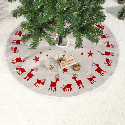 

Tailored Christmas 100cm Fabric Elk Print Christmas Tree Skirt Christmas Tree Decoration