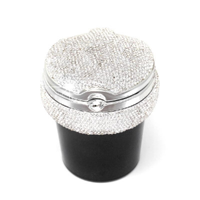 

Bling Car Ashtray Crystal Diamond Portable Smokeless Stand Cylinder Cup Holder with Cool Blue Led Light Indicator