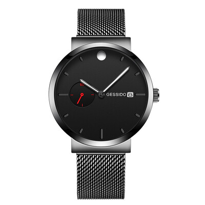 

Black Creative Watches Men 2018 Top Brand Luxury Mens Quartz Watch Steel Mesh Date Stopwatch Clock Male relogio masculino saati