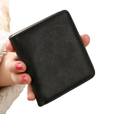 

Lady Fashion Solid Color Multi Slots Faux Leather Short Wallet Clutch Coin Purse