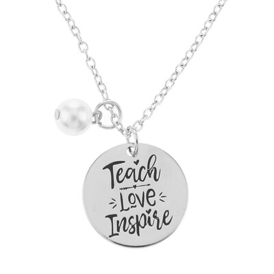

Teach love inspire" Teacher Gift Graduation Pendant Necklace Charm Jewelry UK