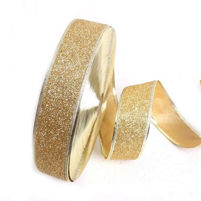 

Christmas Ribbons Glitter Ribbon Holiday Decor Xmas Ornament Gold Wrapping 2M