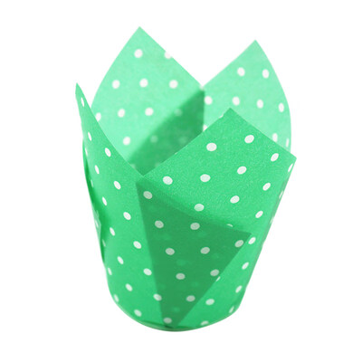 

50Pcs Dots High Temperature Resistant Cake Paper Cup Tulip Muffin Case Liners