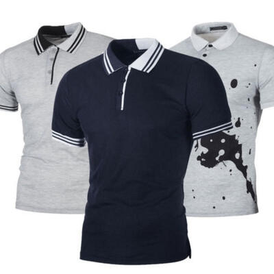 

New Fashion Mens Stylish Casual T-Shirts Slim Fit Short Sleeve POLO Shirt Tops
