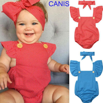 

AU 2PCS Newborn Kids Baby Girls Outfit Clothes Romper Jumpsuit BodysuitHeadband