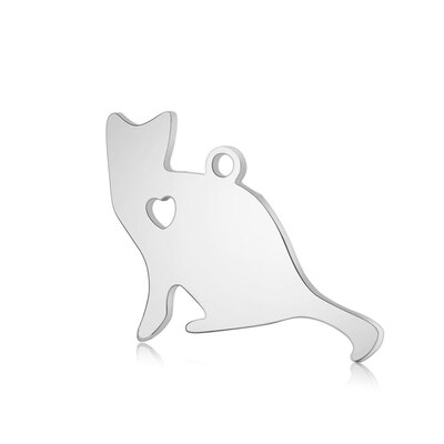 

304 Stainless Steel Pendants Dog Stainless Steel Color 17x22x11mm Hole 15mm