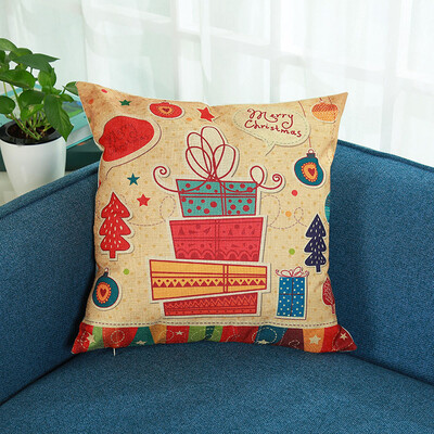 

Tailored Merry Christmas Print Pillowcase Linen Cotton Sofa Cushion Cover Home Decor